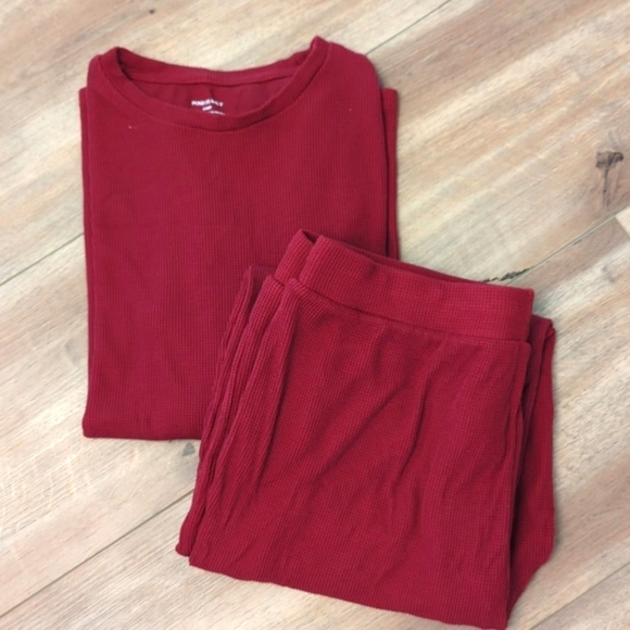 NWOT Men's Posh Peanut Bamboo Waffle Pajama Set, Maroon, Large - Picture 3 of 12